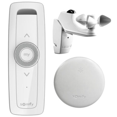 Somfy Funkantrieb io + Handsender Situo 1 Pure + Windsensor Eolis io + Wirefree-Regensensor Sunis
