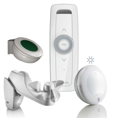 Somfy Funkantrieb io + Handsender Situo 1 Pure + Windsensor Soliris io + Regensensor Ondeis + Sonnensensor