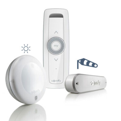 Somfy Funkantrieb io + Handsender Situo 1 Pure + Windsensor Soliris io + Sonnensensor